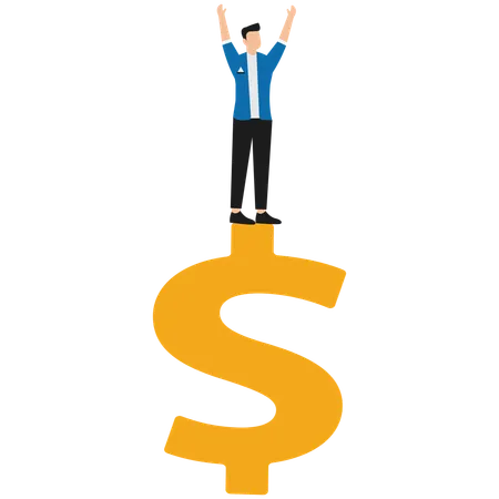 Businessman balancing business wealth  Illustration