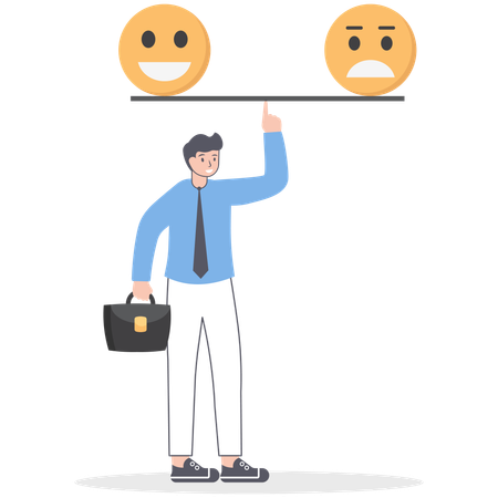 Businessman Balancing emotion control feeling between stress and happy lifestyle  Illustration