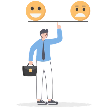 Businessman Balancing emotion control feeling between stress and happy lifestyle  Illustration