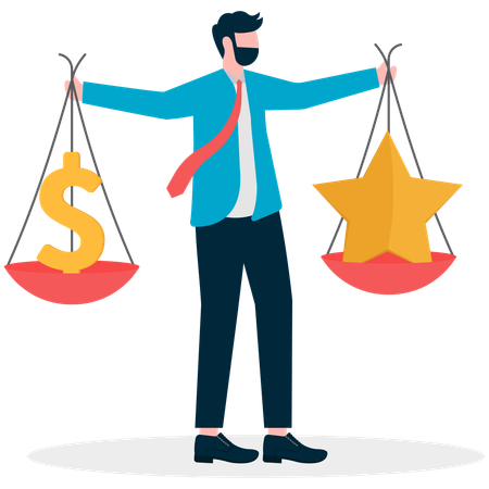 Businessman Balancing Finance and feedbak  Illustration