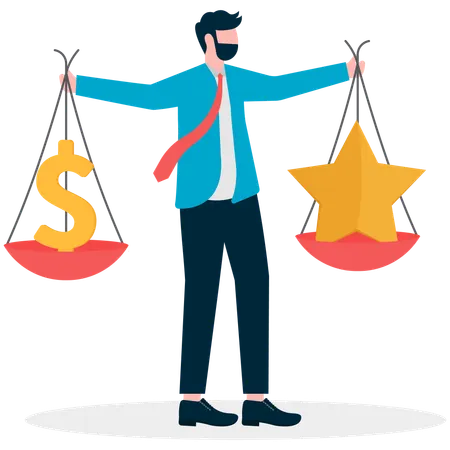 Businessman Balancing Finance and feedbak  Illustration