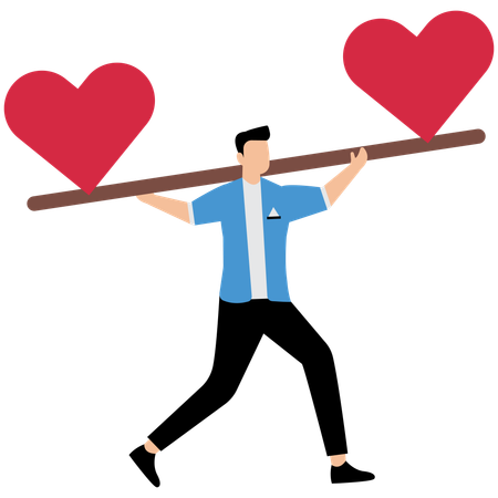 Businessman balancing hearts  Illustration