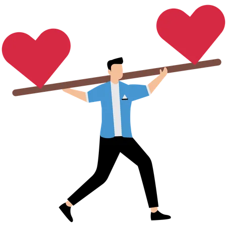 Businessman balancing hearts  Illustration