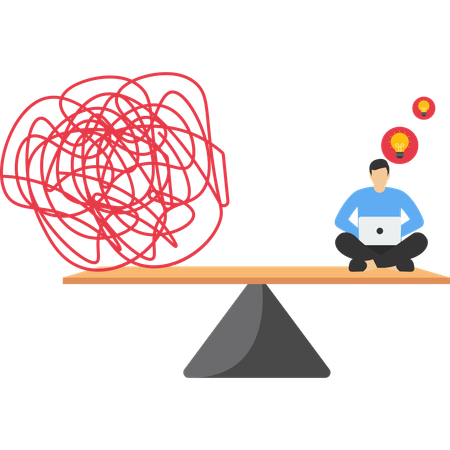 Businessman balancing his business ideas  Illustration