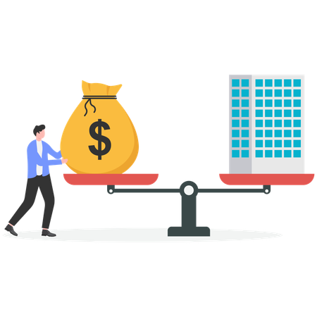 Businessman balancing investment  Illustration