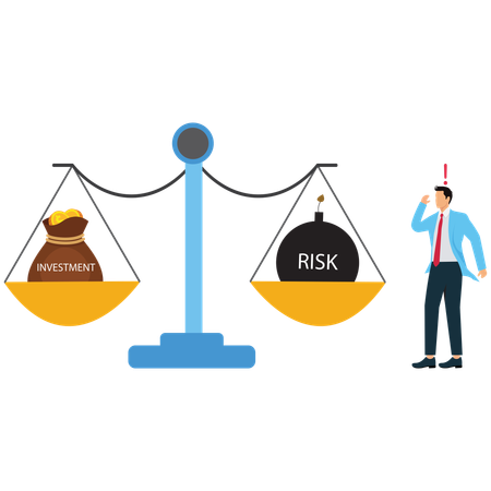Businessman balancing Investment Risk and Risk Management  Illustration