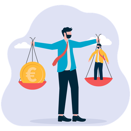 Businessman balancing money and life  Illustration