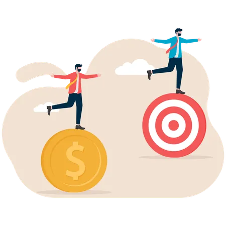 Businessman balancing money and target  Illustration