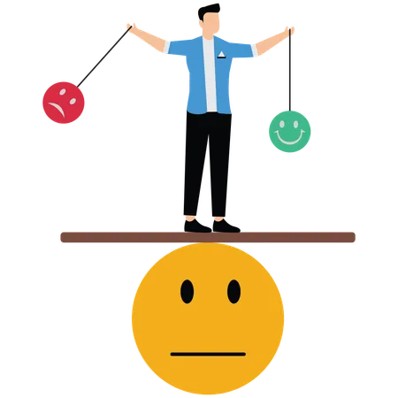 Businessman balancing mood  Illustration