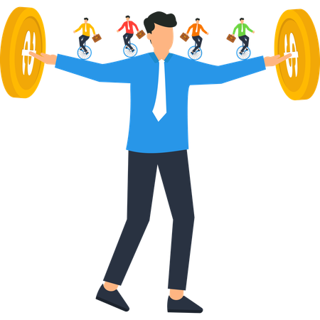 Businessman Balancing Multiple Income Streams  Illustration