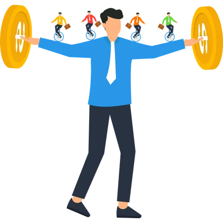 Businessman Balancing Multiple Income Streams  Illustration