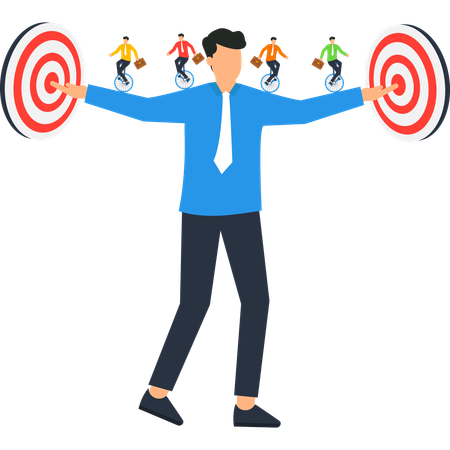 Businessman Balancing Multiple Targets  Illustration