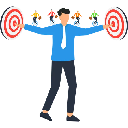 Businessman Balancing Multiple Targets  Illustration