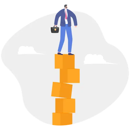 Businessman balancing on box  Illustration