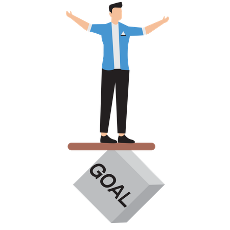 Businessman balancing on bricks  Illustration