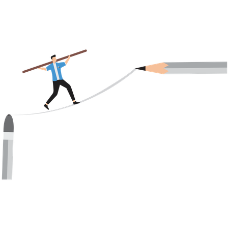 Businessman balancing on rope  Illustration