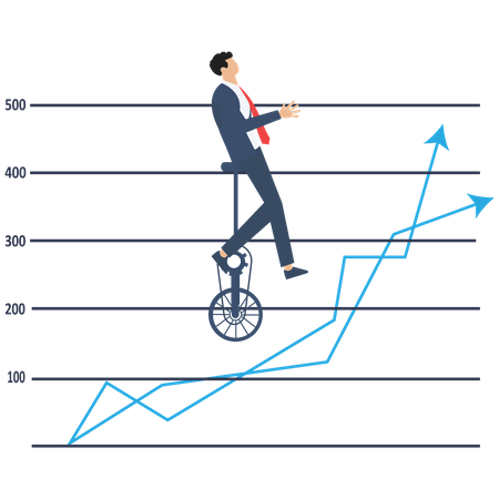 Businessman balancing on the charts  Illustration