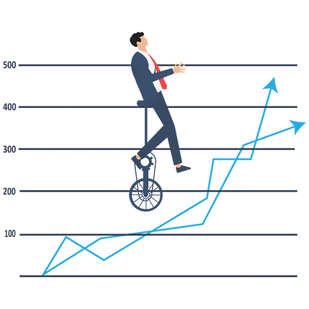 Businessman balancing on the charts  Illustration