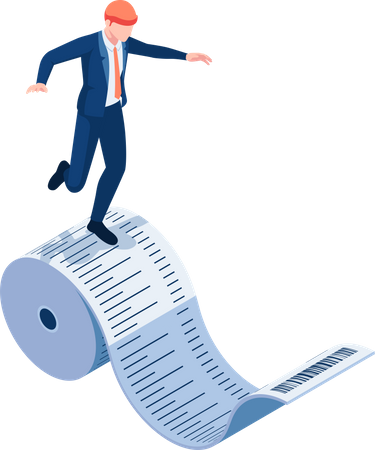 Businessman Balancing On The Roll  Illustration