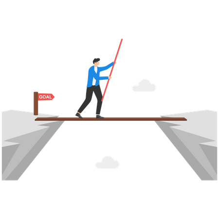 Businessman balancing on tightrope  Illustration