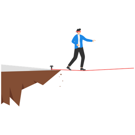 Businessman balancing on tightrope  Illustration