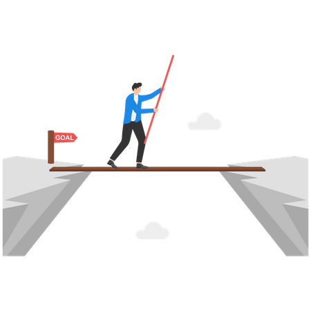Businessman balancing on tightrope  Illustration