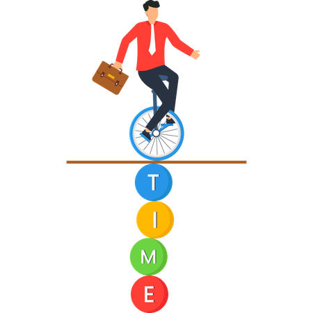 Businessman Balancing on Unicycle over TIME  Illustration