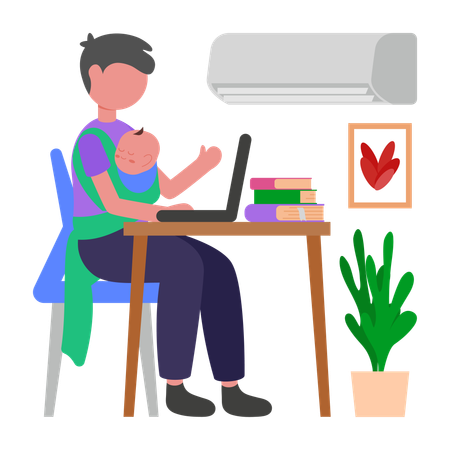 Businessman Balancing Parenthood  Illustration