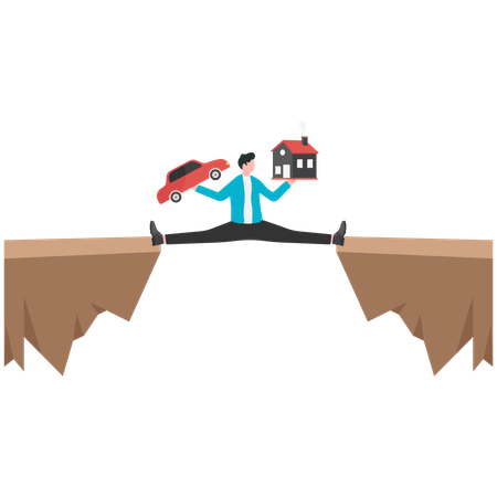 Businessman balancing personal property  Illustration