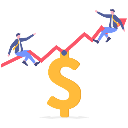 Businessman balancing profit  Illustration