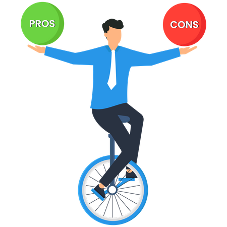 Businessman balancing pros and cons of business  일러스트레이션