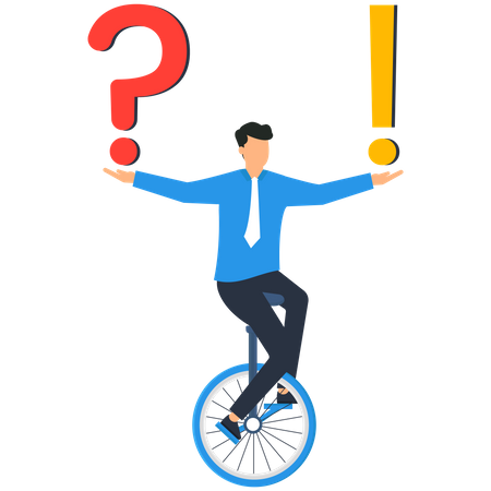 Businessman balancing question and answer  Illustration