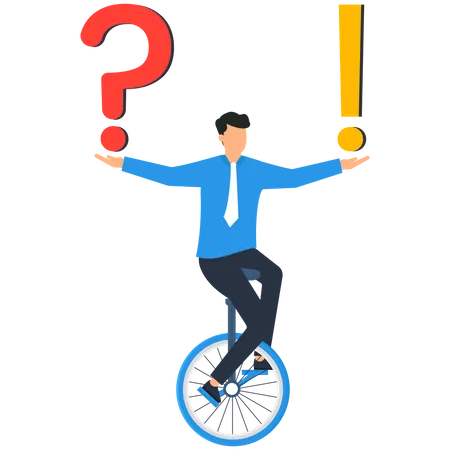 Businessman balancing question and answer  Illustration