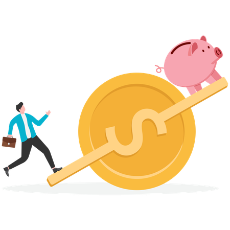 Businessman balancing savings  Illustration