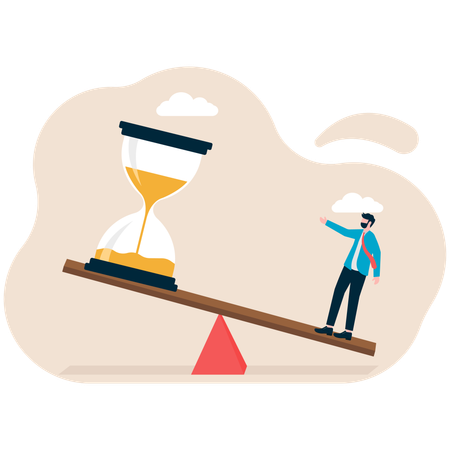 Businessman balancing time and life  Illustration