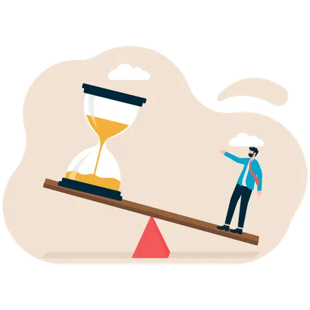 Businessman balancing time and life  Illustration