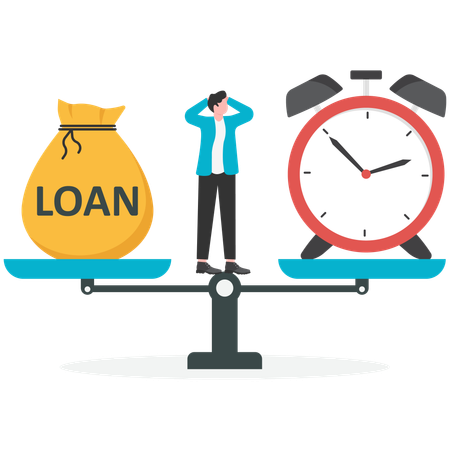 Businessman Balancing time and loan  Illustration