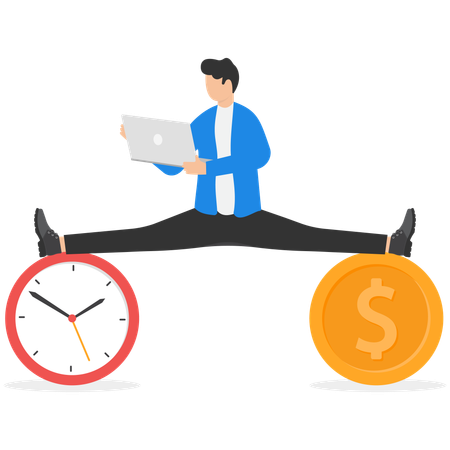 Businessman balancing time and money  Illustration