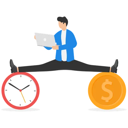 Businessman balancing time and money  Illustration