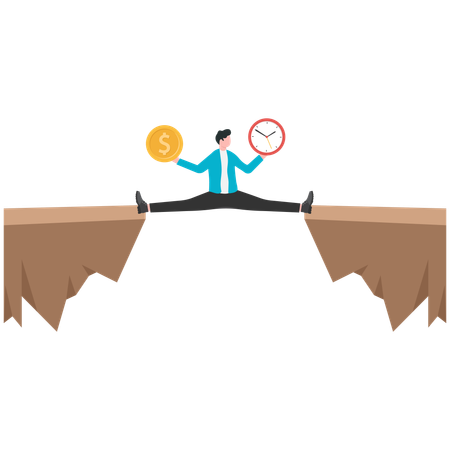 Businessman balancing time and money  Illustration