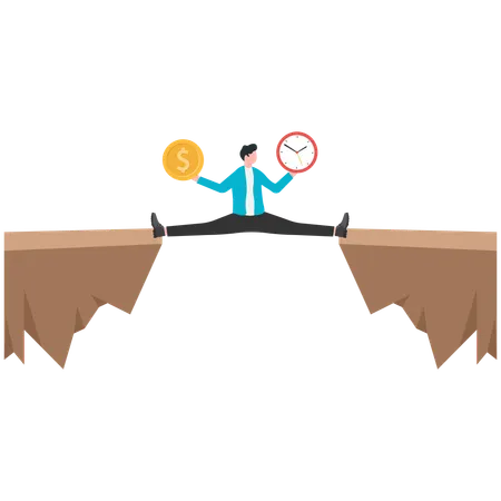 Businessman balancing time and money  Illustration