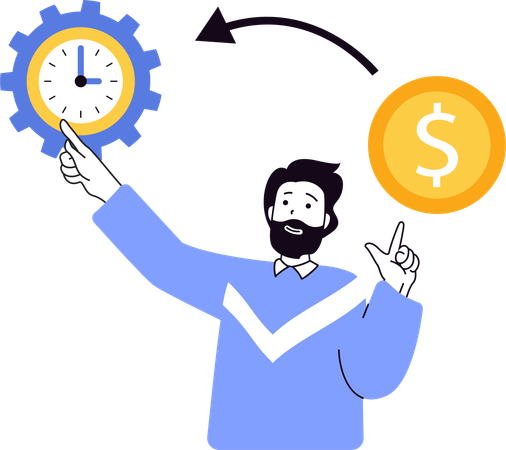 Businessman balancing time with work  Illustration