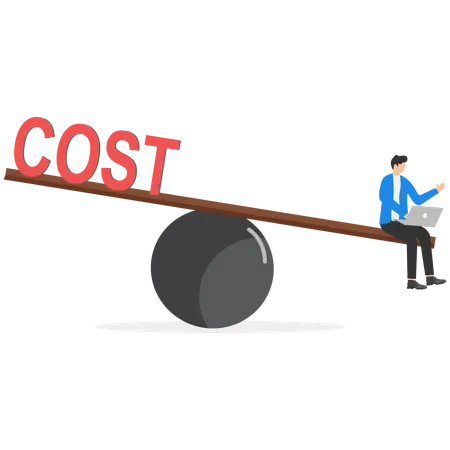 Businessman Balancing Work And Cost Symbols Business Concept Vector Illustration Illustration