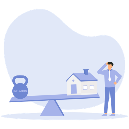 Businessman balancing work and house  Illustration