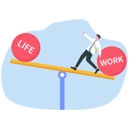 Businessman balancing work and personal life  Illustration