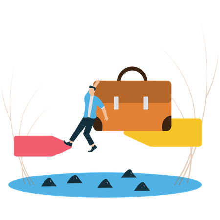 Businessman balancing work responsibilities  Illustration
