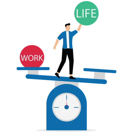 Businessman balancing works and life  Illustration