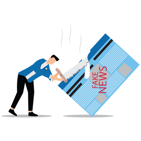 Businessman bans fake news  Illustration
