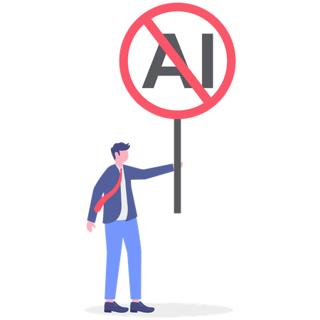 Businessman bans for AI board  Illustration