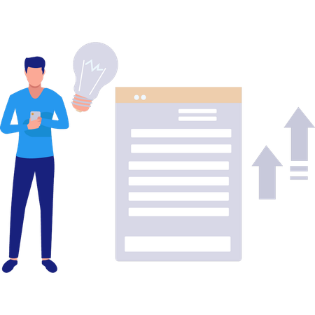 Businessman bar graph being shown  Illustration